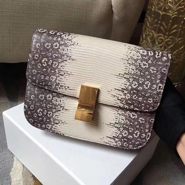 Celine Classic Box Medium Bag Lizard Skin Pre-Fall 2017 Bag Collection Light Taupe