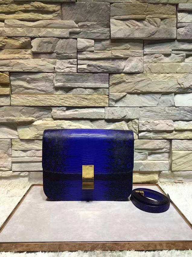 Celine Classic Box Medium Bag Lizard Skin Pre-Fall 2017 Bag Collection Inky Blue