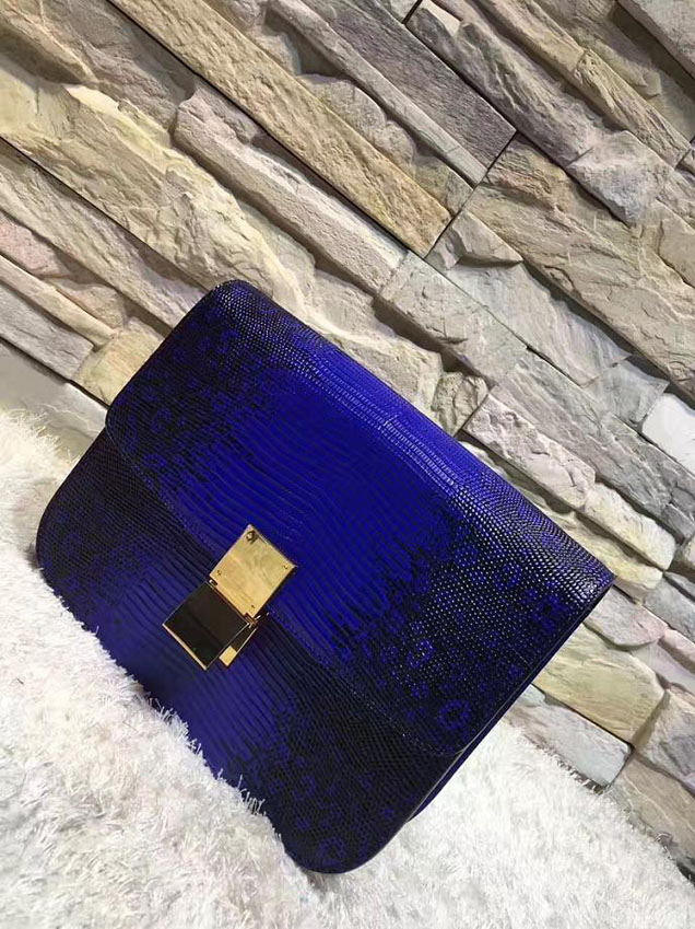 Celine Classic Box Medium Bag Lizard Skin Pre-Fall 2017 Bag Collection Inky Blue