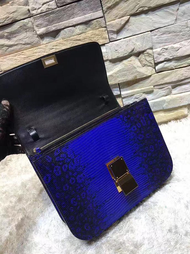 Celine Classic Box Medium Bag Lizard Skin Pre-Fall 2017 Bag Collection Inky Blue