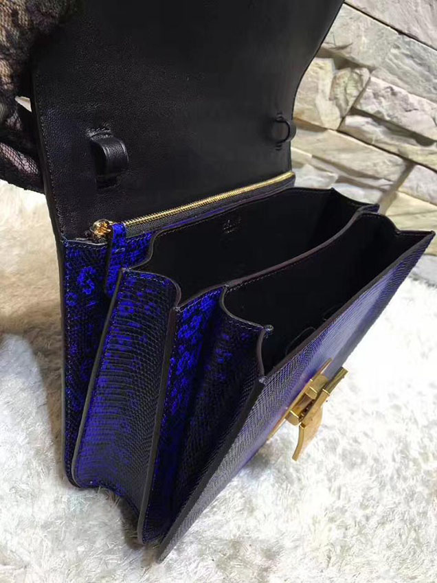 Celine Classic Box Medium Bag Lizard Skin Pre-Fall 2017 Bag Collection Inky Blue