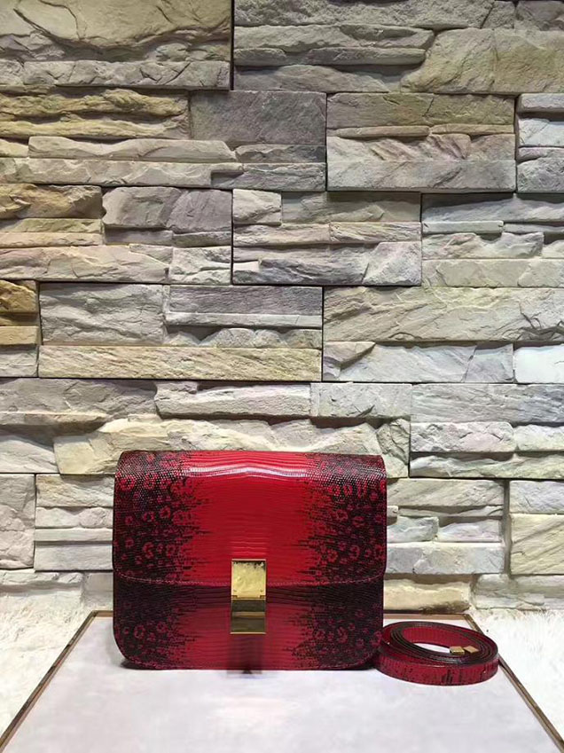 Celine Classic Box Medium Bag Lizard Skin Pre-Fall 2017 Bag Collection Poppy