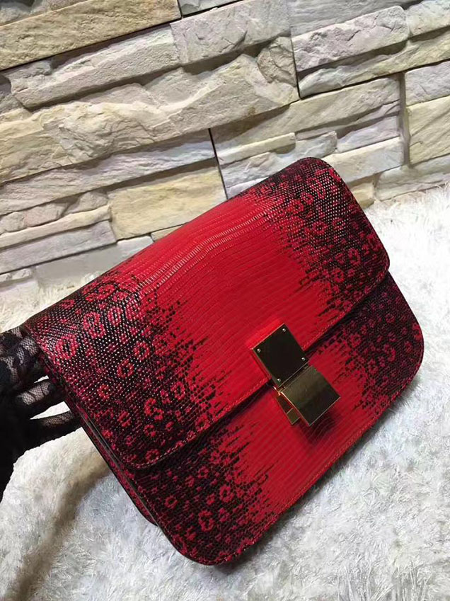 Celine Classic Box Medium Bag Lizard Skin Pre-Fall 2017 Bag Collection Poppy