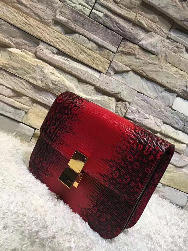 Celine Classic Box Medium Bag Lizard Skin Pre-Fall 2017 Bag Collection Poppy