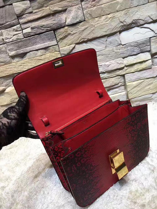 Celine Classic Box Medium Bag Lizard Skin Pre-Fall 2017 Bag Collection Poppy