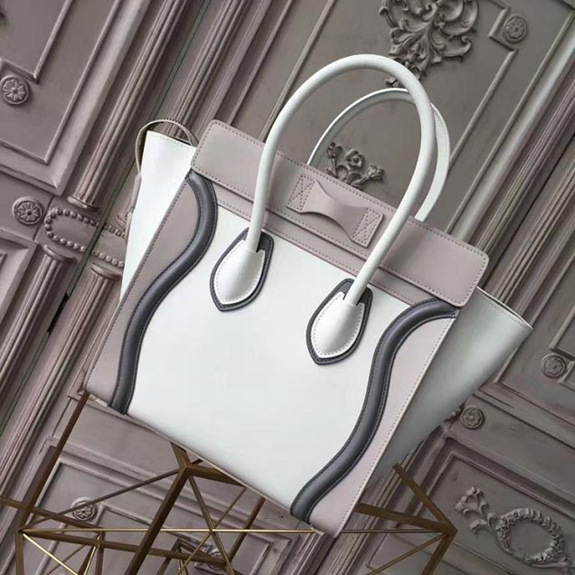 Celine Micro Luggage 26cm Bag Smooth Calfskin Pre-Fall 2017 Collection White Taupe Cloud
