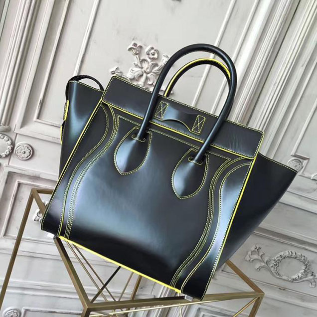 Celine Satin Micro Luggage 26cm Debossed Luggage Bag Smooth Calfskin Pre-Fall 2017 Bag Collection Black Satin