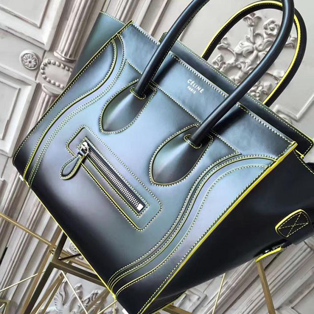 Celine Satin Micro Luggage 26cm Debossed Luggage Bag Smooth Calfskin Pre-Fall 2017 Bag Collection Black Satin