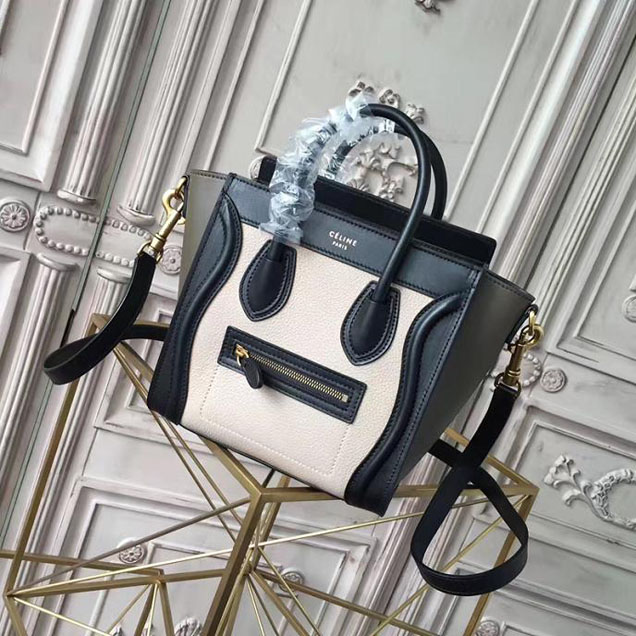 Celine Nano Luggage 20cm Bag Grained Calfskin Pre-Fall 2017 Bag Collection White Black