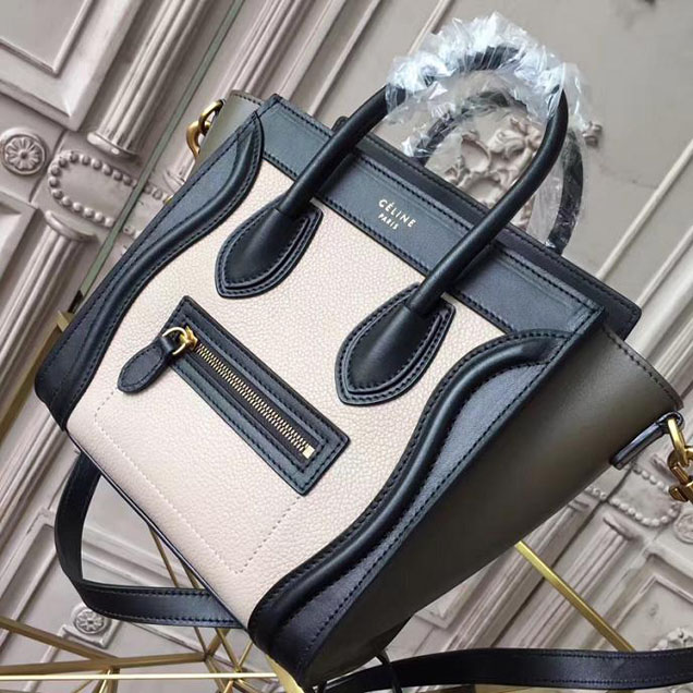 Celine Nano Luggage 20cm Bag Grained Calfskin Pre-Fall 2017 Bag Collection White Black