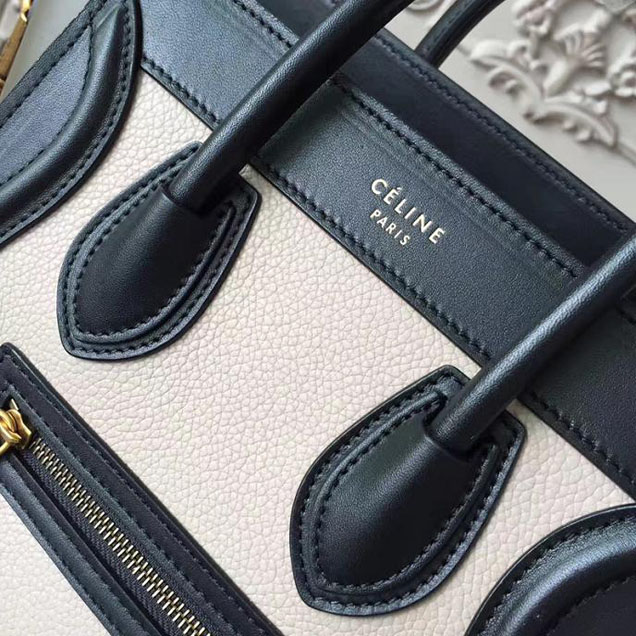 Celine Nano Luggage 20cm Bag Grained Calfskin Pre-Fall 2017 Bag Collection White Black