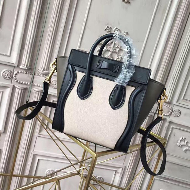 Celine Nano Luggage 20cm Bag Grained Calfskin Pre-Fall 2017 Bag Collection White Black