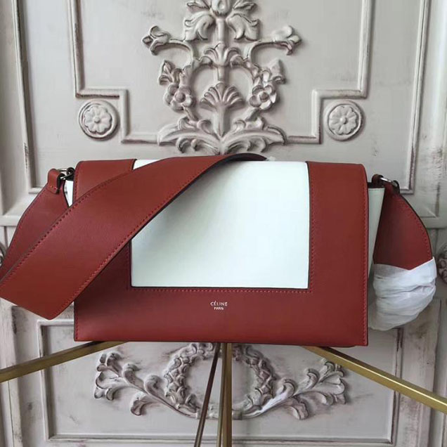 Celine Frame 25cm Bag Smooth Calfskin Pre-Fall 2017 Bag Collection Burnt Red White