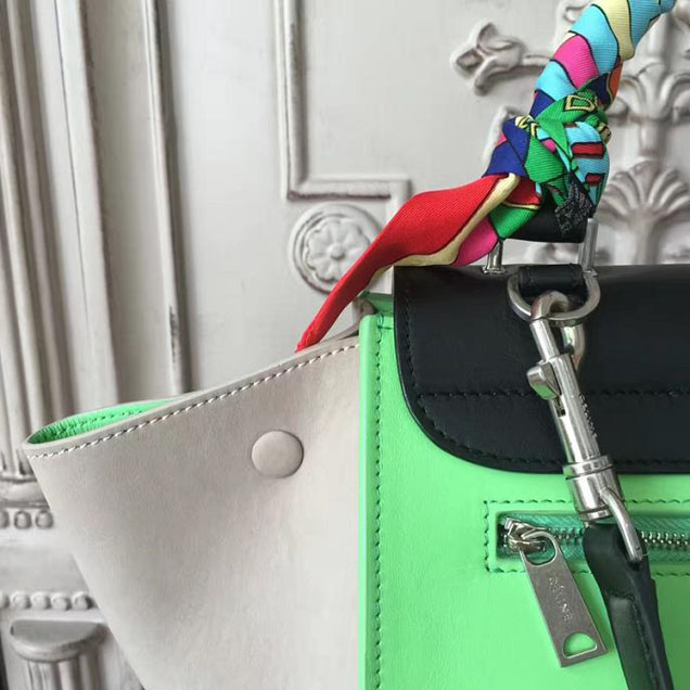 Celine Trapeze 26cm Bag Smooth Calfskin Pre-Fall 2017 Collection Lime Black Pale Beige