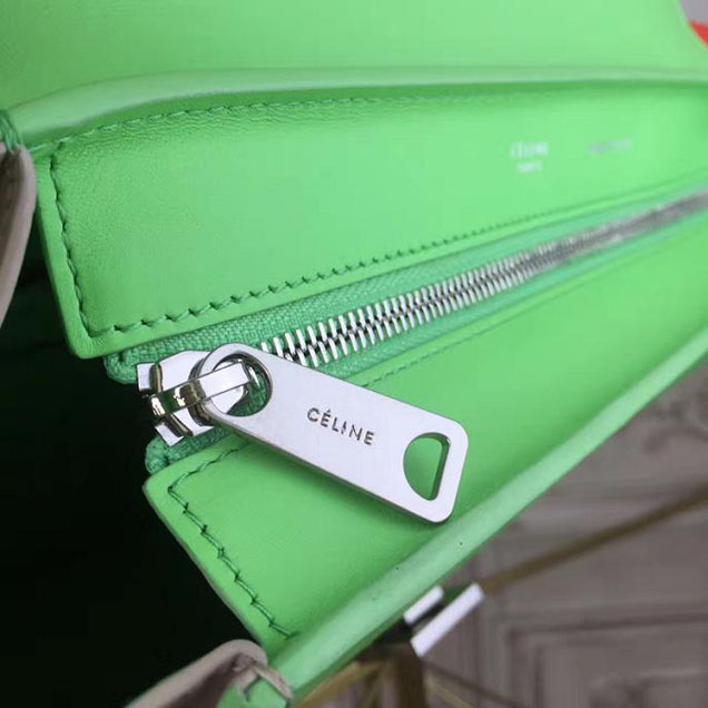 Celine Trapeze 26cm Bag Smooth Calfskin Pre-Fall 2017 Collection Lime Black Pale Beige