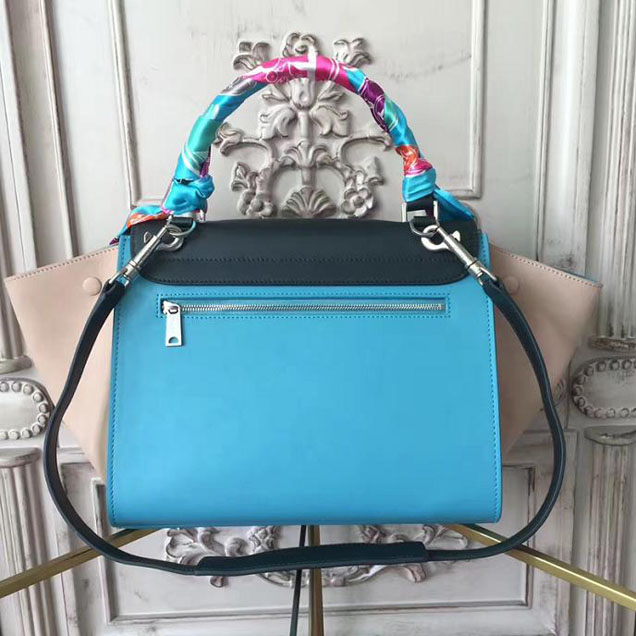 Celine Trapeze 26cm Bag Smooth Calfskin Pre-Fall 2017 Collection Turquoise Black Pale Beige