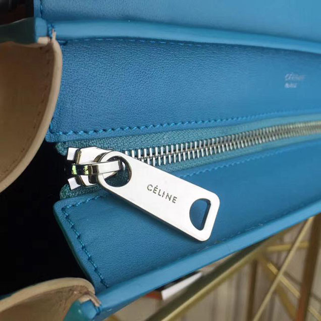 Celine Trapeze 26cm Bag Smooth Calfskin Pre-Fall 2017 Collection Turquoise Black Pale Beige
