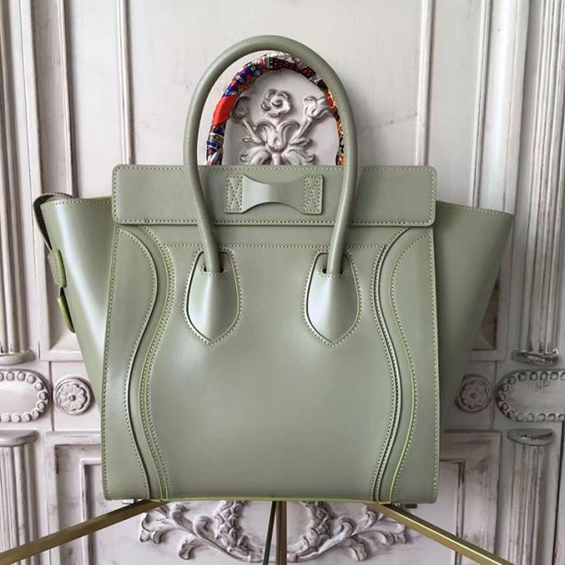 Celine Satin Micro Luggage 26cm Debossed Luggage Bag Smooth Calfskin Pre-Fall 2017 Bag Collection Light Khaki