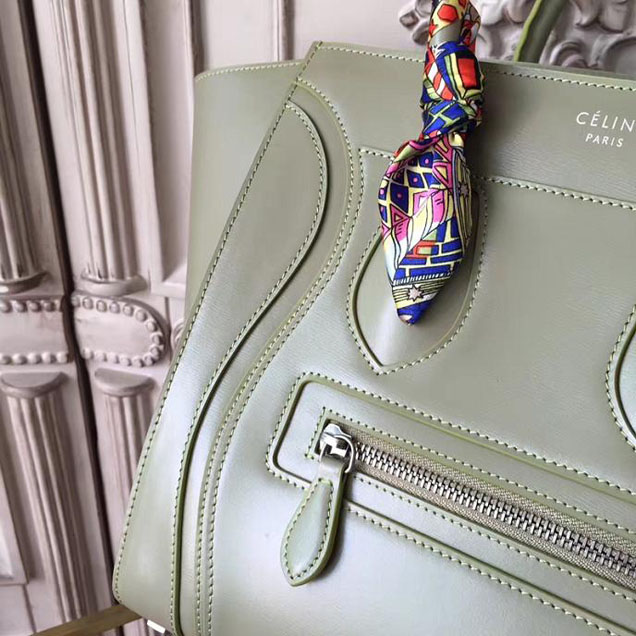 Celine Satin Micro Luggage 26cm Debossed Luggage Bag Smooth Calfskin Pre-Fall 2017 Bag Collection Light Khaki