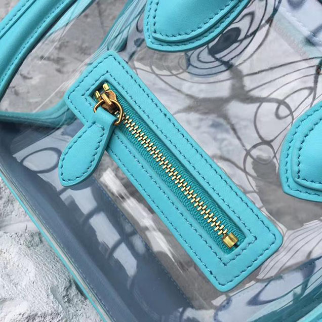 Celine Nano Luggage 20cm Bag Smooth Calfskin Pre-Fall 2017 Collection Turquoise Clear