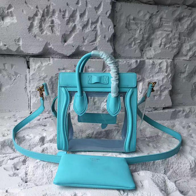 Celine Nano Luggage 20cm Bag Smooth Calfskin Pre-Fall 2017 Collection Turquoise Clear