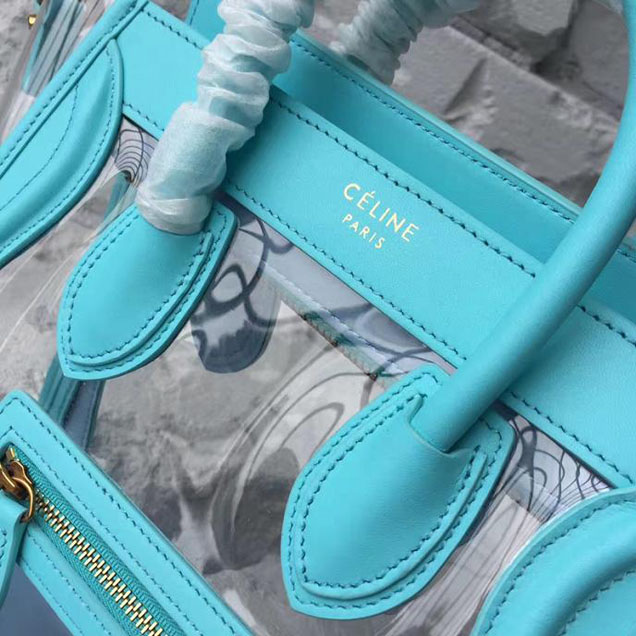 Celine Nano Luggage 20cm Bag Smooth Calfskin Pre-Fall 2017 Collection Turquoise Clear