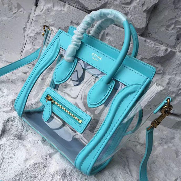 Celine Nano Luggage 20cm Bag Smooth Calfskin Pre-Fall 2017 Collection Turquoise Clear