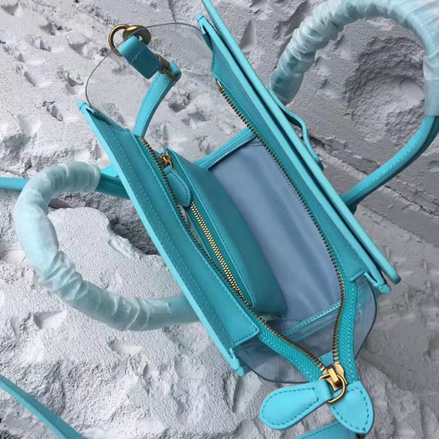 Celine Nano Luggage 20cm Bag Smooth Calfskin Pre-Fall 2017 Collection Turquoise Clear