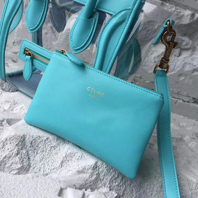 Celine Nano Luggage 20cm Bag Smooth Calfskin Pre-Fall 2017 Collection Turquoise Clear