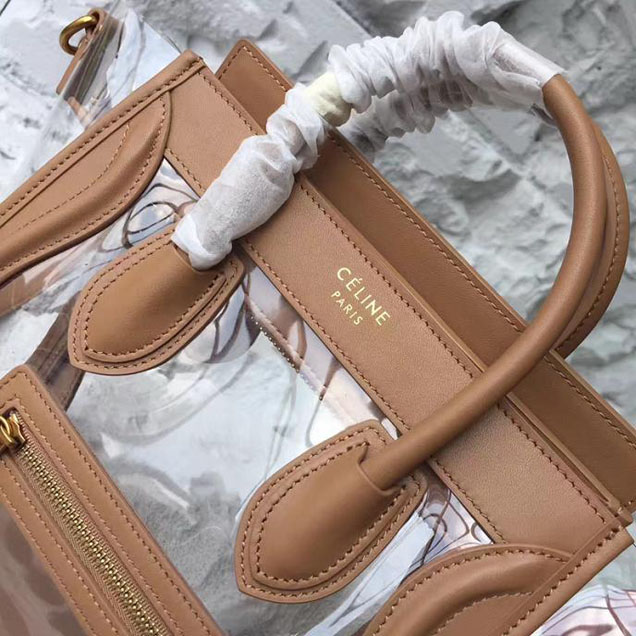 Celine Nano Luggage 20cm Bag Smooth Calfskin Pre-Fall 2017 Collection Tan Clear