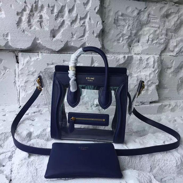 Celine Nano Luggage 20cm Bag Smooth Calfskin Pre-Fall 2017 Collection Navy Clear