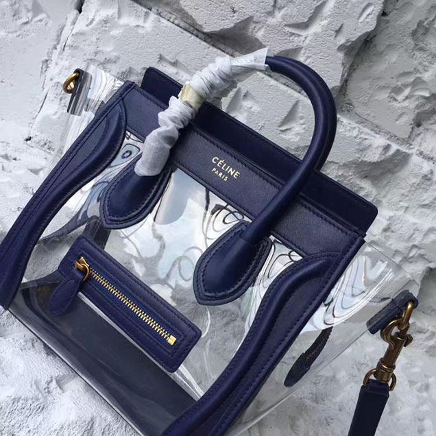 Celine Nano Luggage 20cm Bag Smooth Calfskin Pre-Fall 2017 Collection Navy Clear