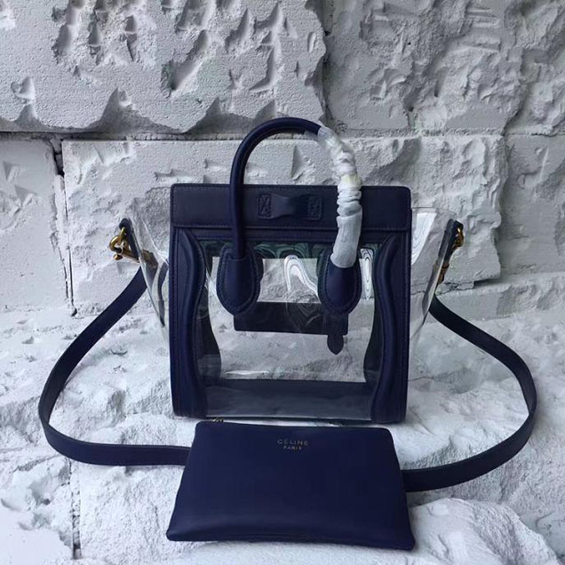 Celine Nano Luggage 20cm Bag Smooth Calfskin Pre-Fall 2017 Collection Navy Clear