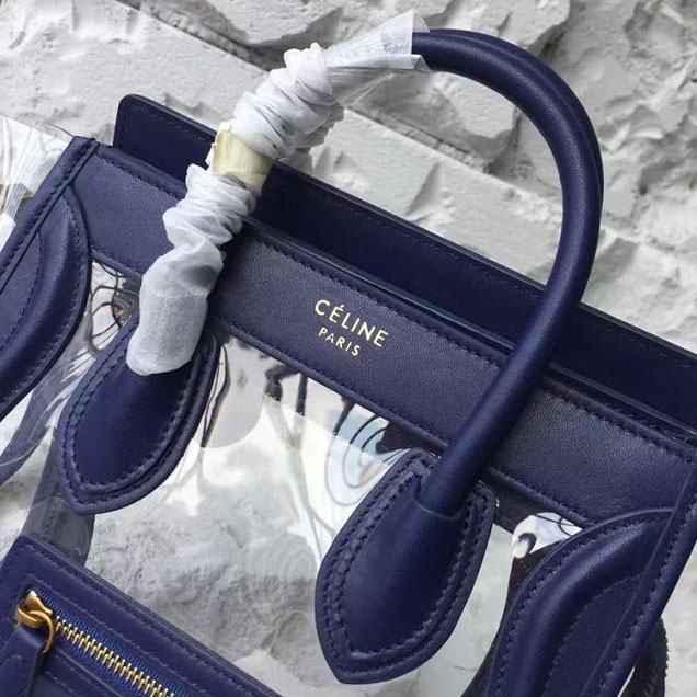Celine Nano Luggage 20cm Bag Smooth Calfskin Pre-Fall 2017 Collection Navy Clear