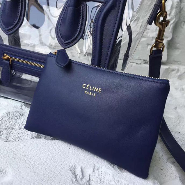 Celine Nano Luggage 20cm Bag Smooth Calfskin Pre-Fall 2017 Collection Navy Clear