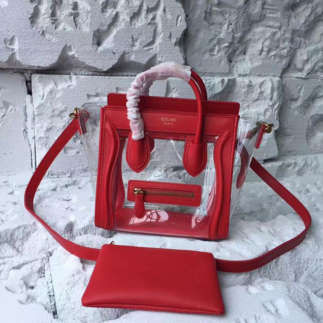 Celine Nano Luggage 20cm Bag Smooth Calfskin Pre-Fall 2017 Collection Red Clear