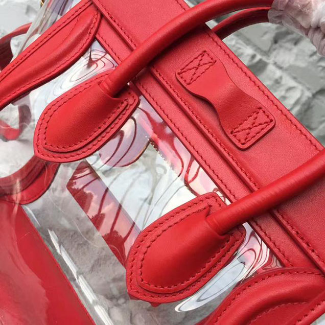 Celine Nano Luggage 20cm Bag Smooth Calfskin Pre-Fall 2017 Collection Red Clear