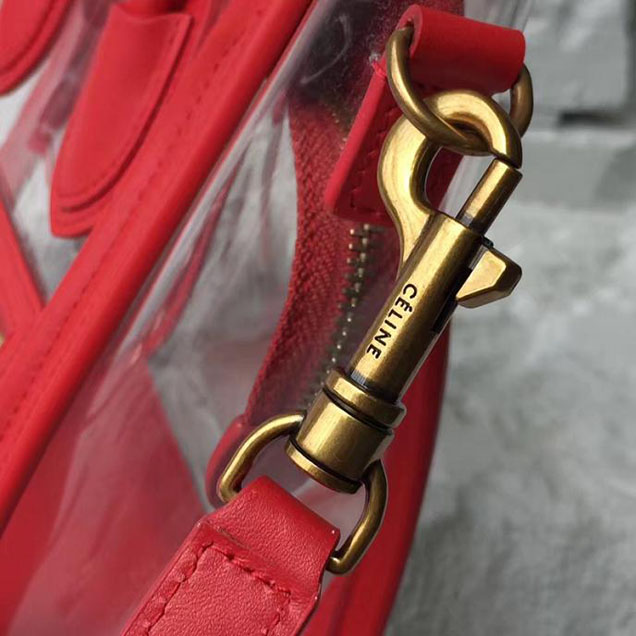 Celine Nano Luggage 20cm Bag Smooth Calfskin Pre-Fall 2017 Collection Red Clear