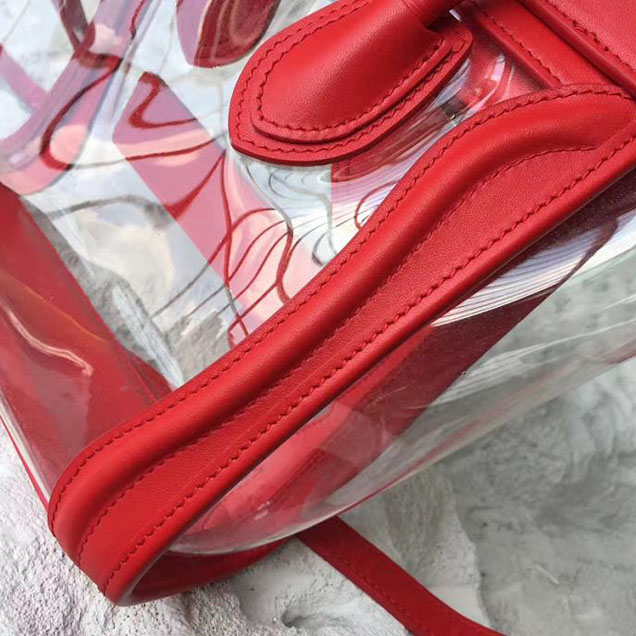 Celine Nano Luggage 20cm Bag Smooth Calfskin Pre-Fall 2017 Collection Red Clear