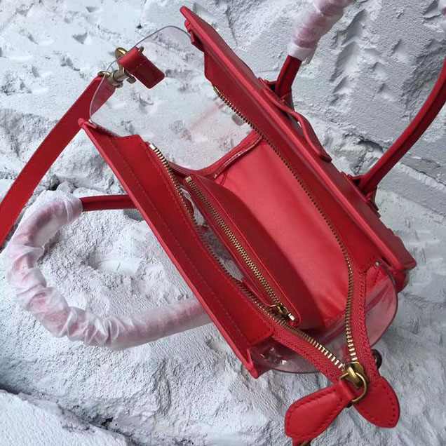 Celine Nano Luggage 20cm Bag Smooth Calfskin Pre-Fall 2017 Collection Red Clear