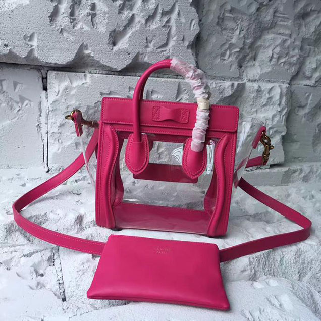 Celine Nano Luggage 20cm Bag Smooth Calfskin Pre-Fall 2017 Collection Hot Pink Clear