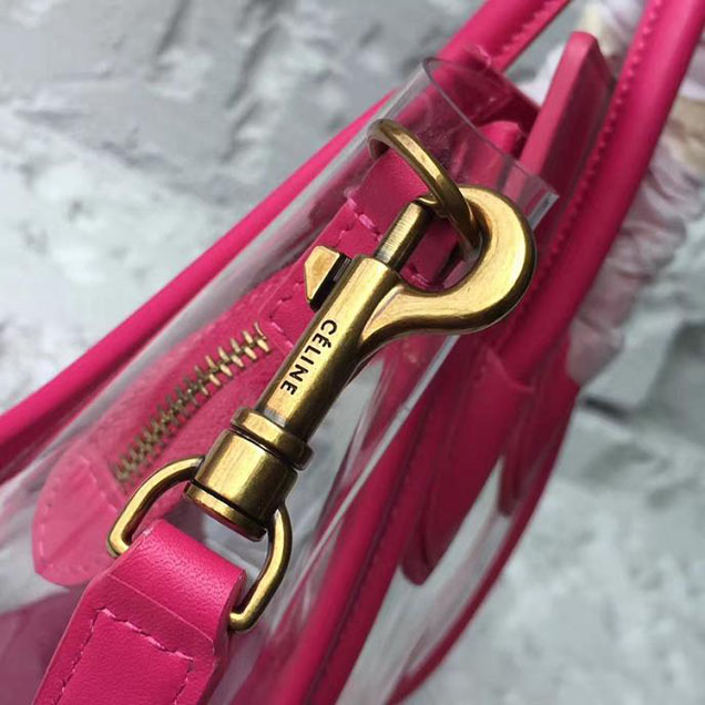 Celine Nano Luggage 20cm Bag Smooth Calfskin Pre-Fall 2017 Collection Hot Pink Clear