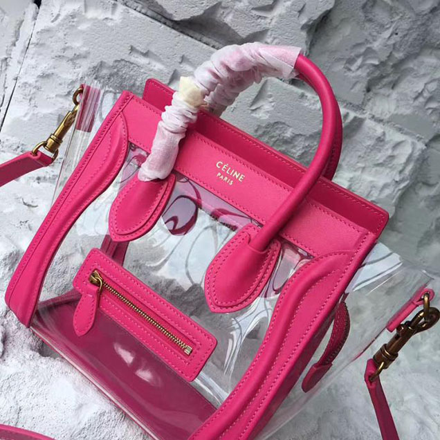 Celine Nano Luggage 20cm Bag Smooth Calfskin Pre-Fall 2017 Collection Hot Pink Clear