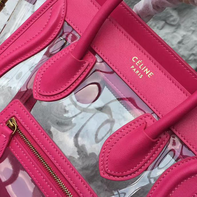 Celine Nano Luggage 20cm Bag Smooth Calfskin Pre-Fall 2017 Collection Hot Pink Clear