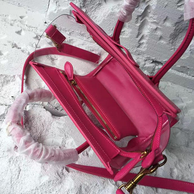 Celine Nano Luggage 20cm Bag Smooth Calfskin Pre-Fall 2017 Collection Hot Pink Clear