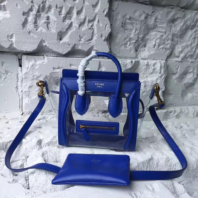 Celine Nano Luggage 20cm Bag Smooth Calfskin Pre-Fall 2017 Collection Inky Blue Clear