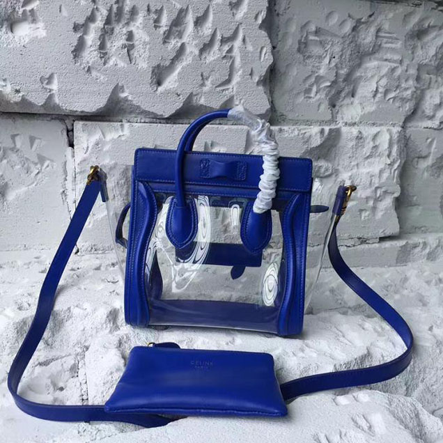 Celine Nano Luggage 20cm Bag Smooth Calfskin Pre-Fall 2017 Collection Inky Blue Clear