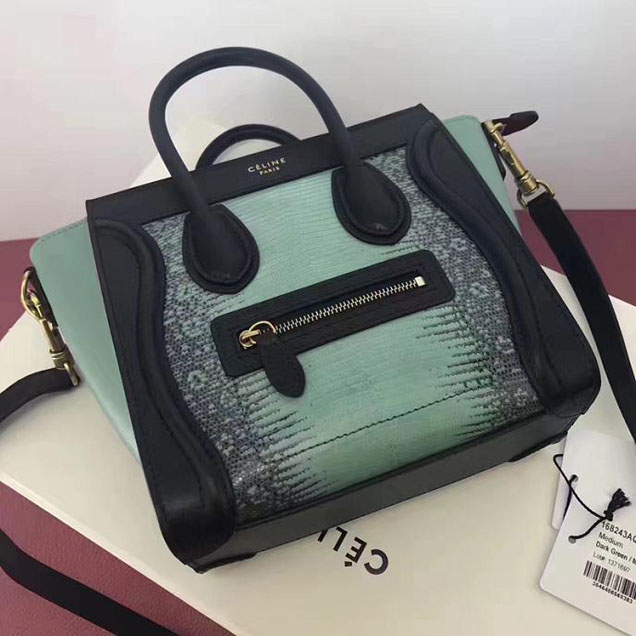 Celine Nano Luggage 20cm Bag Lizard Skin Pre-Fall 2017 Collection Cactus