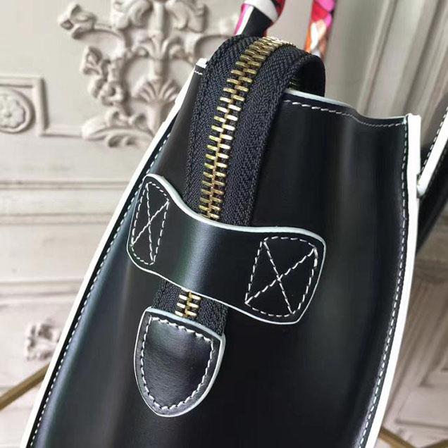 Celine Satin Micro Luggage 26cm Debossed Luggage Bag Smooth Calfskin Pre-Fall 2017 Bag Collection Black with White Piping