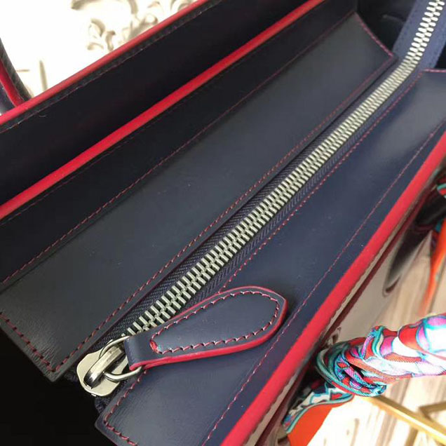 Celine Micro Luggage 26cm Bag Smooth Calfskin Spring 2017 Collection Navy with Red Piping